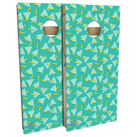 80S Teal Retro Regulation Cornhole Board Set, Includes 8 Bags