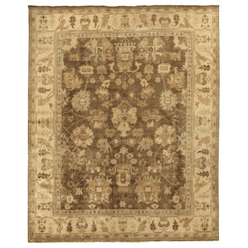 Antique Weave Oushak Hand-Knotted Wool Brown/Ivory Area Rug, 12'x15'