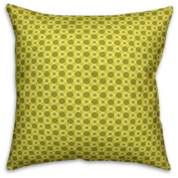 Folk Geometric Pattern, Green Throw Pillow Cover, 20"x20"