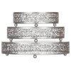 3-Piece Round Mirror-Top Decorative Tray Dessert Stand Set, Silver