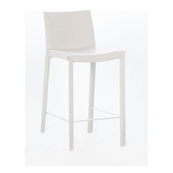 Emma Fully Wrapped Leather Counter Stool | White (Set of 2) - Bar Stools And Counter Stools