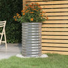 vidaXL Garden Planter Powder-coated Steel Silver Raised Garden Bed Outdoor