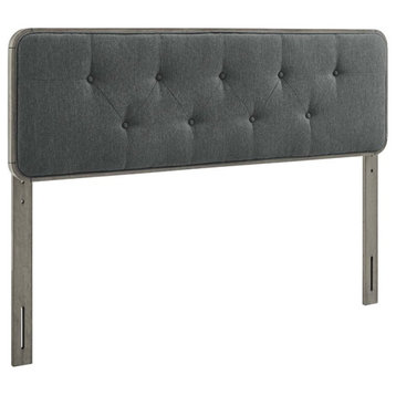 Modway Collins Tufted King Fabric and Wood Headboard in Gray/Charcoal