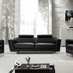 Addison Modern Black Leather Sofa Set - $3383.00 - Living Room Furniture Sets