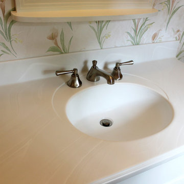 Venaro White Corian Countertop & Shower with Bathroom Update ~ Akron, OH