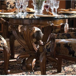 AICO Furniture - Oppulente Single Pedestal Dining Table in Sienna Spice - 67001- - Furniture