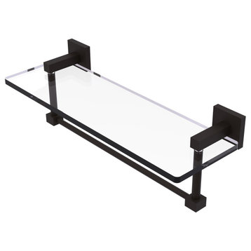 Montero 16" Glass Vanity Shelf with Integrated Towel Bar, Oil Rubbed Bronze