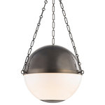 Hudson Valley Lighting - Sphere No.2 Large Pendant With Opal Glass Shade, Distressed Bronze - Designed by Mark D. Sikes
