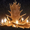 Faux Rustic Moose 6 Antler Chandelier, 9 Candle Lights, 1 Down Light