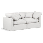 Meridian Furniture - Indulge Upholstered Modular Sofa, Cream, 2-Piece: 2 Corner Chair, Fiber Stuffed Vegan Leather - Experience ultimate comfort and style with our cream vegan leather Indulge Sofa. The luxurious vegan leather will elevate the aesthetic of any room. This sofa provides ample space for you to relax while its modular build offers the option of unlimited configurations. Whether you're looking to add a stylish element to your living room or a comfortable seating option to your bedroom, this sofa is the perfect choice.