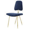 Modern Urban Living Dining Side Chair, Velvet Fabric Metal Steel, Navy Blue