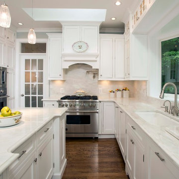White Custom Cabinets, Island Create Inviting Kitchen