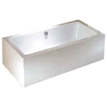 Aqua Eden 67" Acrylic Freestanding Rectangular Tub With Drain, White