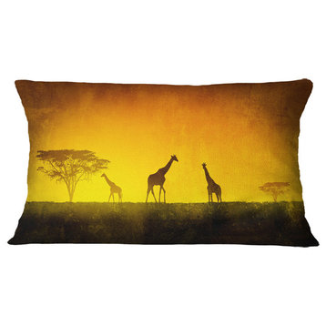 African Sunset Aura Landscape Printed Throw Pillow, 12"x20"