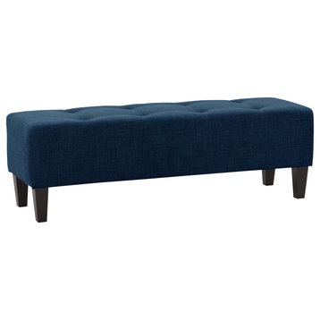 CorLiving Button-Tufted Accent Bench, Navy Blue