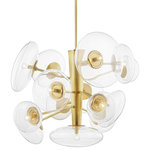 Hudson Valley Lighting - Opera by Kelly Behun 14-Light Pendant, Aged Brass Finish - With delicate strands of brass mesh half-dissolved in the heat of its artisan-blown glass shades, the Opera family is an organic and contemporary descendant of the sputnik form.