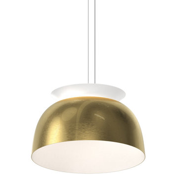 Belle Flare LED Bell Pendant, Brass, Short