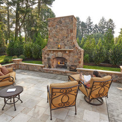 Outdoor Masonry Stone Fireplace - Outdoor Fireplaces
