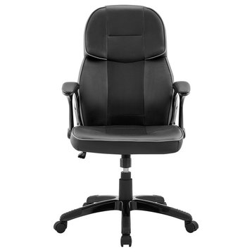 Bender Adjustable Racing Gaming Chair, Black Faux Leather