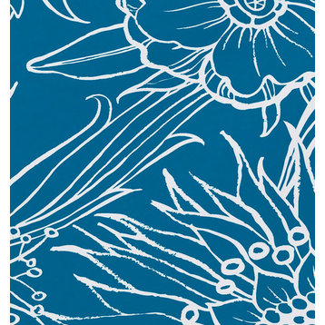18"x14" Zentangle 4, Floral Print Placemats, Set of 4, Teal