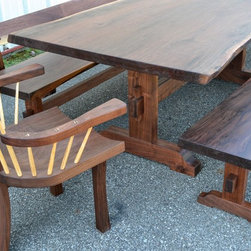 7ft Live Edge Walnut dining Set - Dining Sets