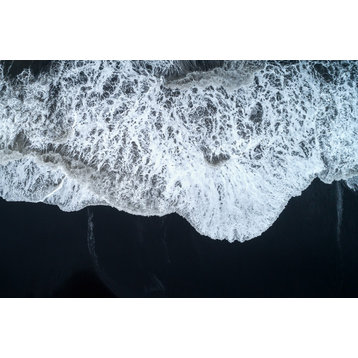 White Waters and Black Sand Coastal Landscape Photo Unframed Wall Art Print, 8" X 10"