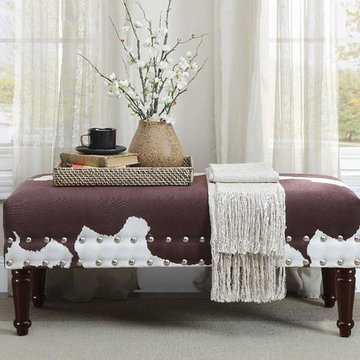 Designs4Comfort Faux Cowhide Bench with Nailheads
