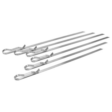 BBQSS Stainless Steel Reusable Barbecue Grilling Skewers, 17", Set of 6