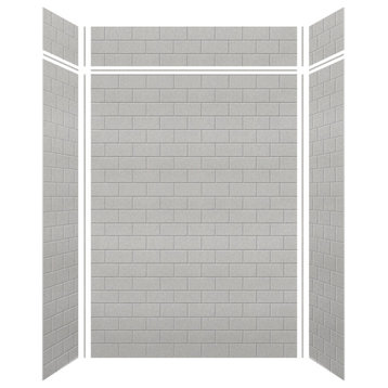 Transolid SaraMar 60"x36"x96" 6-Piece Shower Wall Kit With Extension, Grey Beach