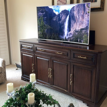Phoenix Motorized TV Lift Popup Cabinet - 65" Samsung Curved 4K Ultra HDTV