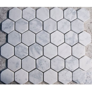 Tumbled Hexagon Marble Mosaic Tile, 10 sheets