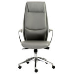 Euro Style - Crosby High Back Office Chair - Bringing a warm charisma to your corporate or home office, the Crosby High-Back desk chair features smooth Weimao leatherette constructed across a sturdy internal plywood frame. Reaching an impressive back-height up to 50", this office chair is gas-lift adjustable. The Crosby's finer details include a synchronized mechanism with four locking positions and plastic arm pads "floating" over stylish aluminum armrests. Independent casters roll smoothly under five conjoined legs; completing the commanding design. Leatherette color options include Gray, Taupe, and White.