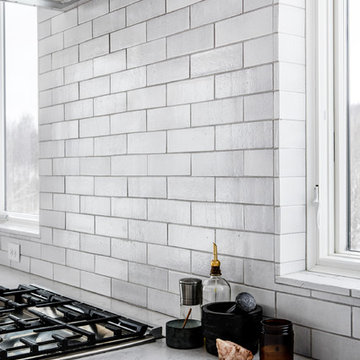 Cool Neutral Brick Kitchen