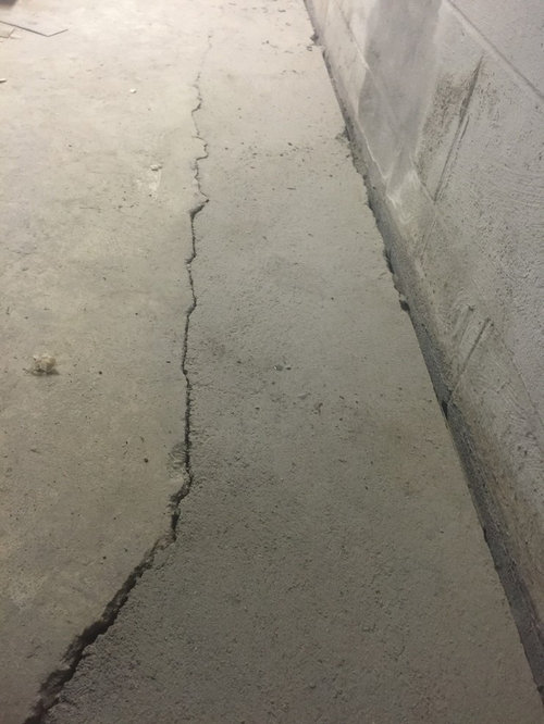 Basement Concrete Floor Heaving Cracking At French Drain And