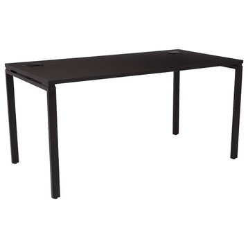 60" Writing Desk With Laminate Top And Metal Legs, Black