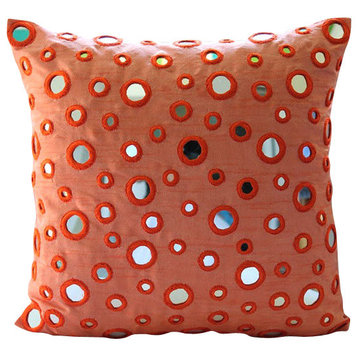 Mirror Orange Art Silk Throw Pillow Covers 12"x12", Mirror Fun