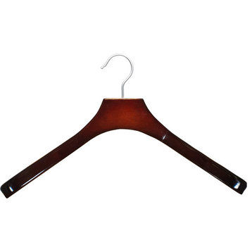 Deluxe Wooden Coat Hanger, Cherry/Brushed Chrome, Box of 12