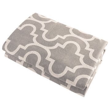 2 Piece Cotton Flannel Trellis Pillow Case Set, Gray, King Pillowcases