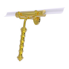 Shower Squeegee with Wavy Handle, Polished Brass