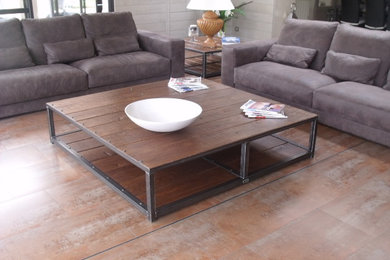 Grande table basse bois métal