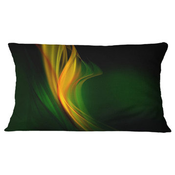 Green Gold Upright Waves Abstract Throw Pillow, 12"x20"