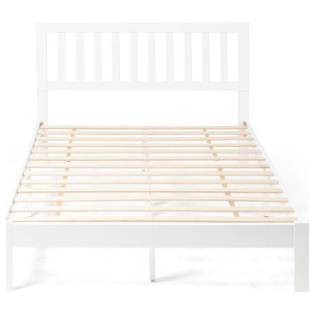 Braxton Modern Farmhouse Acacia Wood Queen Bed Platform, White