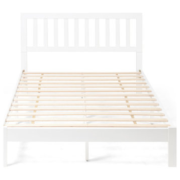 Braxton Modern Farmhouse Acacia Wood Queen Bed Platform, White