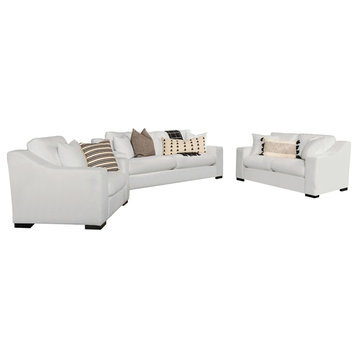 Coaster Ashlyn 3-piece Fabric Upholstered Sloped Arms Living Room Set in White