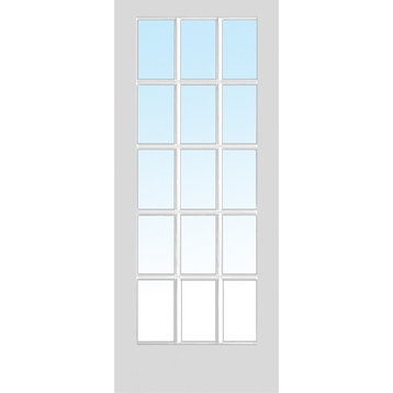 15-Lite True Divided Primed Interior Door Slab, 34"x80"