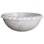 TashMart - Rope Natural Stone Vessel Sink, White Marble - The Rope Vessel Sink can be used as a drop-in sink or above the counter vessel sink.  The top rim has a rope effect enhancing the natural beauty of the sink.  This sink comes in a number of natural stone colors including limestone, light travertine, noce travertine, antico, beige marble and white (Afyon) marble.