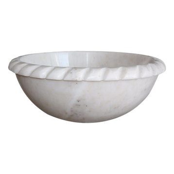 Rope Natural Stone Vessel Sink, White Marble