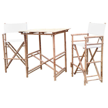 Director High Square 3-Piece Table Set, White, Natural