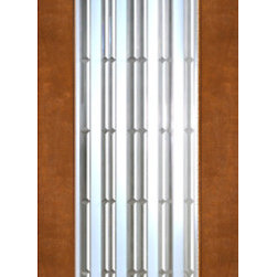 2-1/4" Thick Contemporary Mahogany Door Beveled Art Glass - Front Doors
