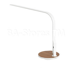 Lim 360 Table Task Lamp in White with Walnut Base - Desk Lamps